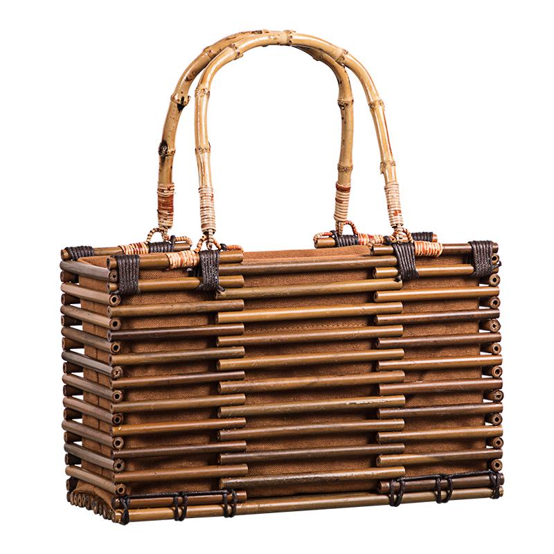 2019 Luksuriøse Designer Strandvesker Liten Mote Bambusveske KVINNER Reise Strå Tote Clutch Trunk Dame Håndveske Håndvesker