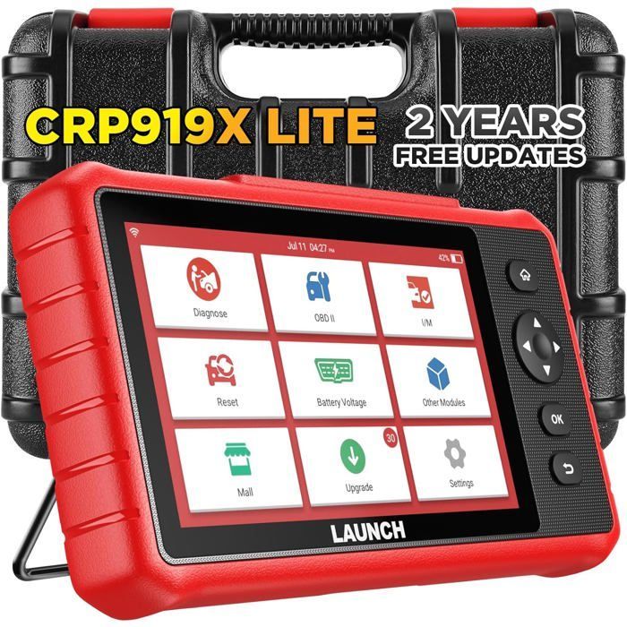Escáner de diagnóstico OBD II LAUNCH CRP919X Lite X431 para automóviles con más de 28 funciones de reinicio (en francés).
