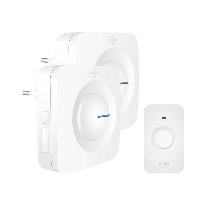 Timbre inalámbrico ELRO DB3000 - 2 receptores enchufables - 64 melodías - Alcance inalámbrico: 300 m - Blanco