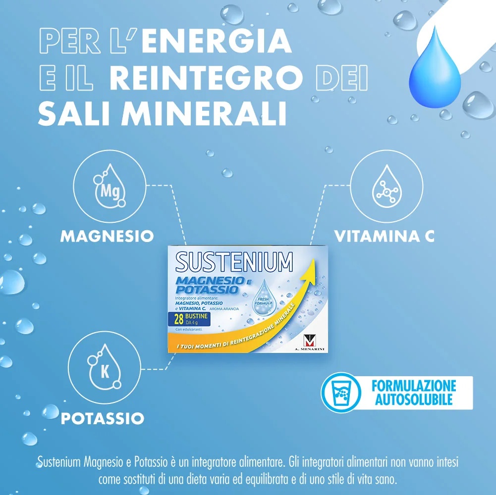 SUSTENIUM Sustenium Magnesium en Kalium 28 sachets tegen vermoeidheid en uitputting