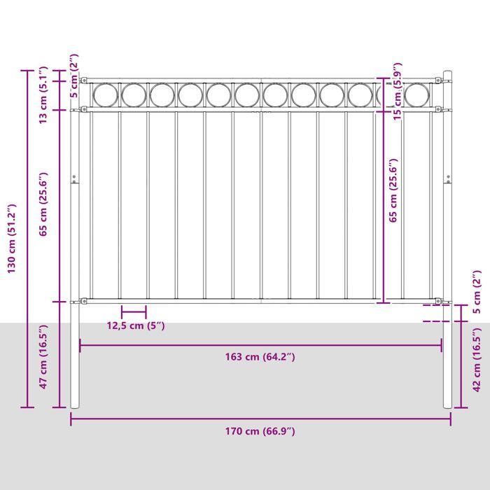 Valla de jardín blanca vidaXL de acero de 1,7 x 0,8 m, número de pieza 42003922