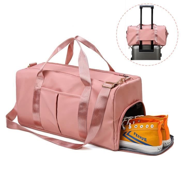 Sac de Sport Femme avec Compartiment à Chaussures - FONDUPIN - 49cm - Rose - Fitness - Grande Capacité
