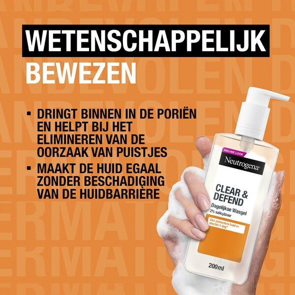 Neutrogena Clear & Defend čistiaci gél na tvár s 2 % kyselinou salicylovou<br>150 ml - Akné a nečistá pleť