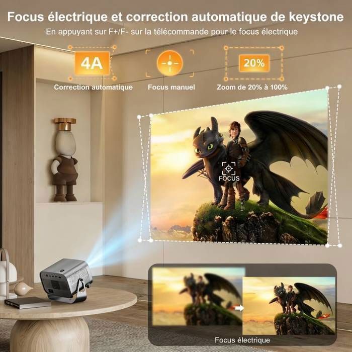 Projecteur - Modèle générique - 4K - Android - Mise au point motorisée