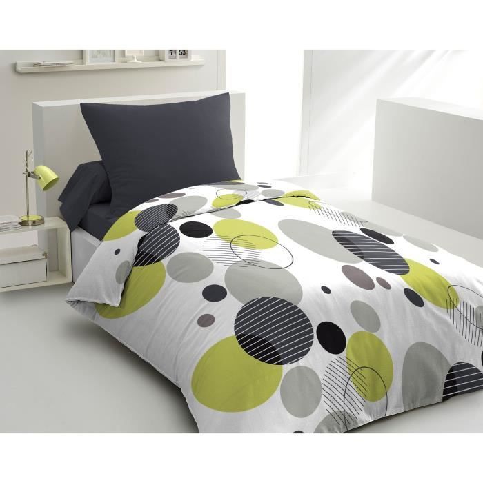 Mikrofaser-Bettwäsche-Set – HOME LINGE PASSION – DREAM BUBBLES – Bettbezug 140 x 200 cm + 1 Kissenbezug 63 x 63 cm – Grau