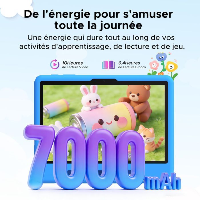 POCKAM P10 Kid 10.1 Inch Tablet, Android 16, Tablet met toetsenbord, muis, koptelefoon, 32GB+64GB, 7000mAh, 5G Wifi - Blauw