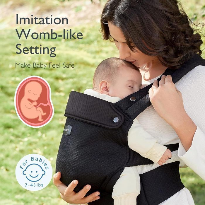 Momcozy hengittävä verkkokantoreppu, ergonominen kantoreppu, sopii vauvoille 3,2–20 kg, musta