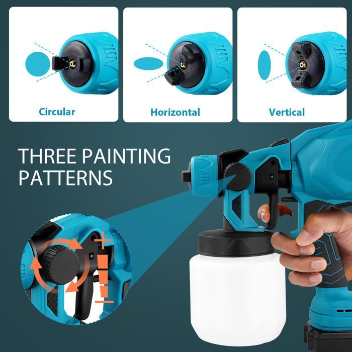 Pistola a spruzzo di vernice senza fili, spruzzatore di vernice senza fili, motore brushless, 2 batterie da 4,0 Ah 21 V, spruzzatore di vernice