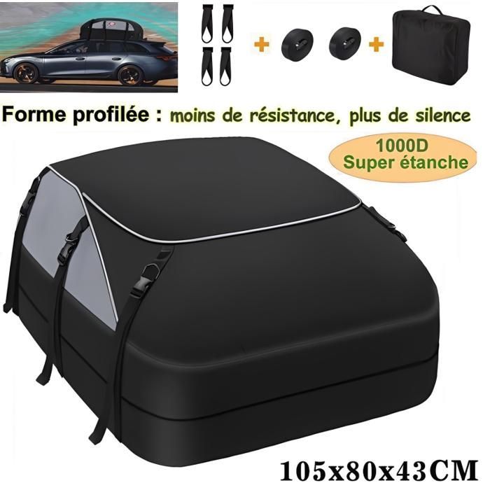 MOONMINI Car Roof Bag 105x80x43CM 1000D Oxford Fabric and PVC - Weatherproof Soft Roof Box for Travel