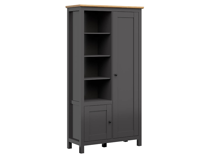 Regał Hesen 106 cm z 2 drzwiami i 4 półkami grafitowy