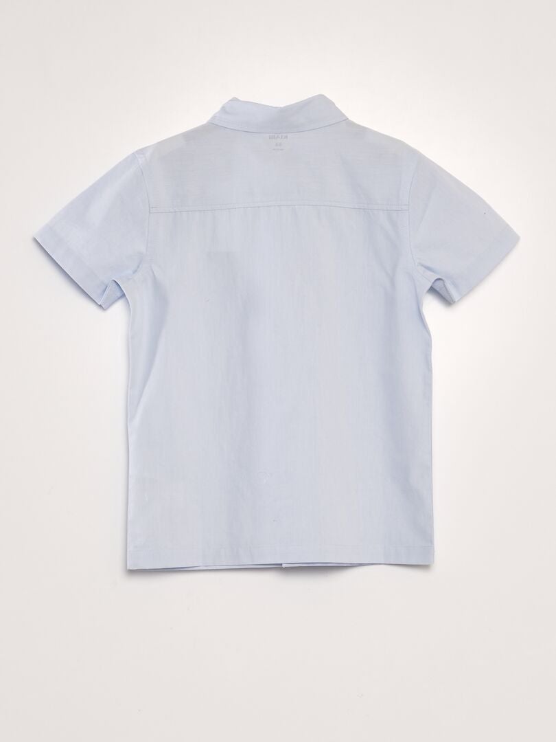 Camisa de manga curta de cor sólida - AZUL