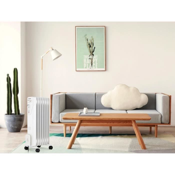 Radiador eléctrico de aceite OCEANIC de 1500 W - 3 niveles de potencia - 7 elementos - Blanco - Portátil