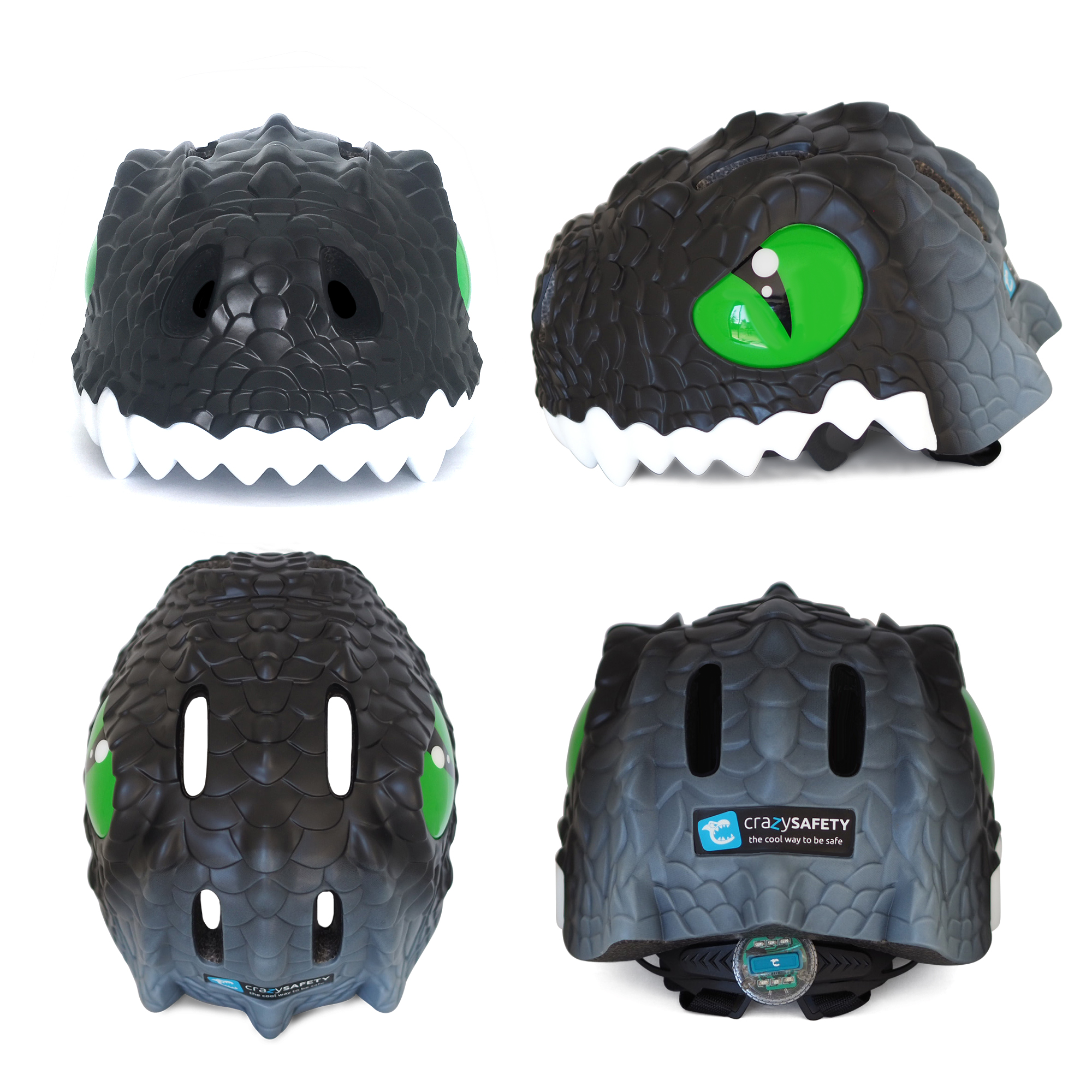  Casco De Bicicleta Para Niños |dragon Negro | Verrückte Sicherheit | Zugelassen nach EN 1078