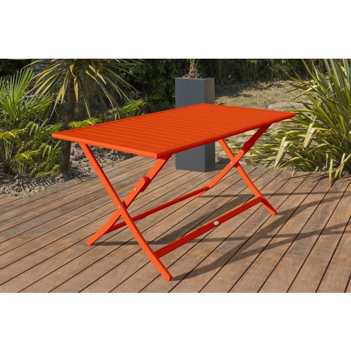 Aluminium tuinset voor 4 personen - Oranje