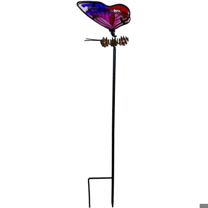Décorations de jardin papillon - PZCC - Lot de 3 - 50 cm de haut - Verre et métal - Couleurs vives
