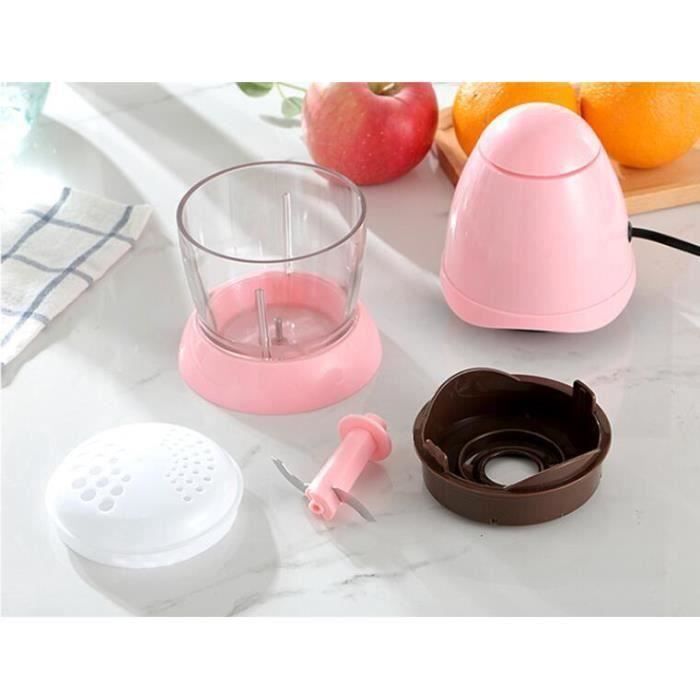 Processador de alimentos para bebês - Moedor de carne elétrico - Pequeno moedor de sucos e liquidificador - Rosa