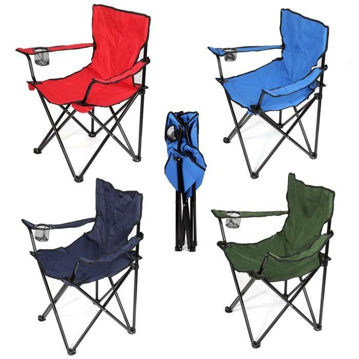 MENGDA Outdoor Folding Chair - Black - For camping, beach, barbecue - Cup holder and storage bag
