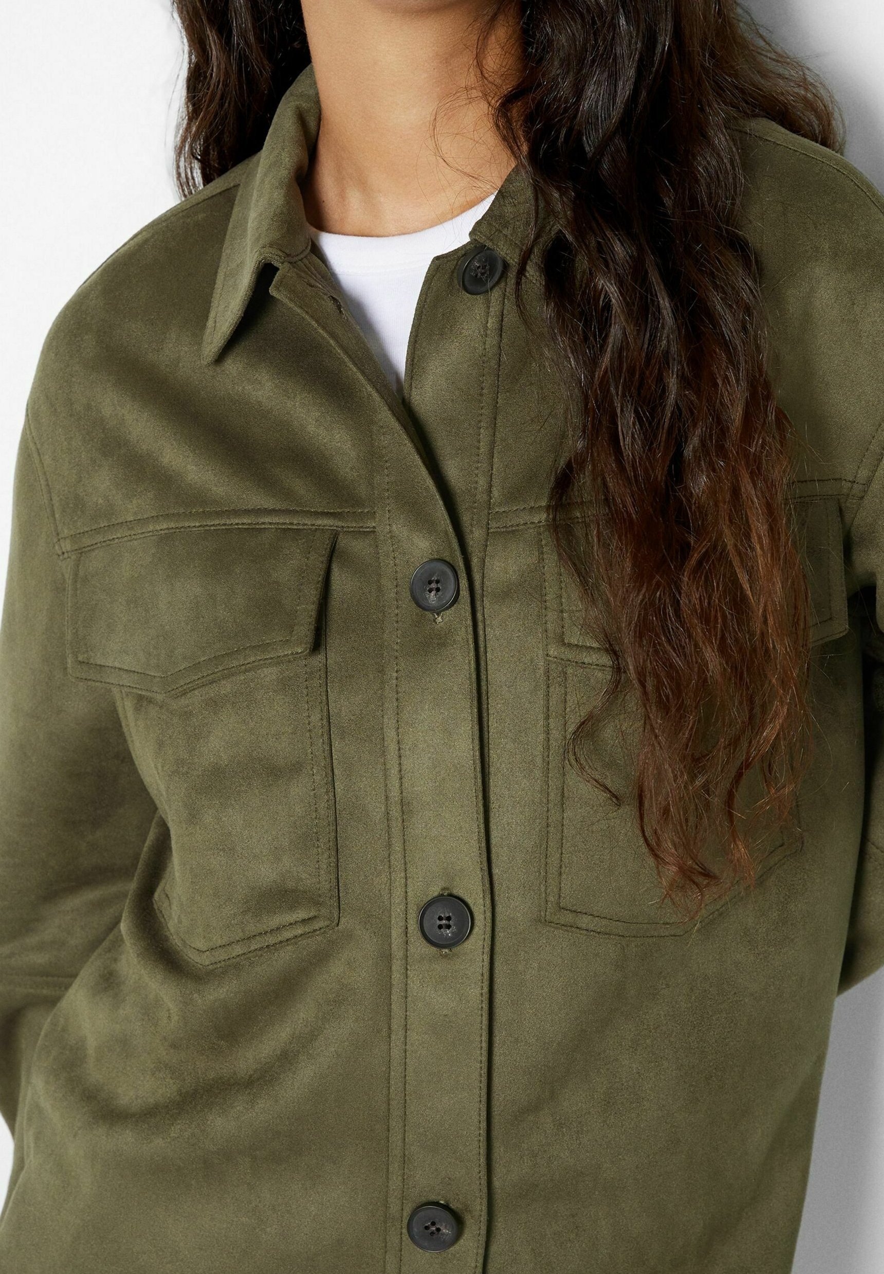Giacca in similpelle Bershka - verde scuro