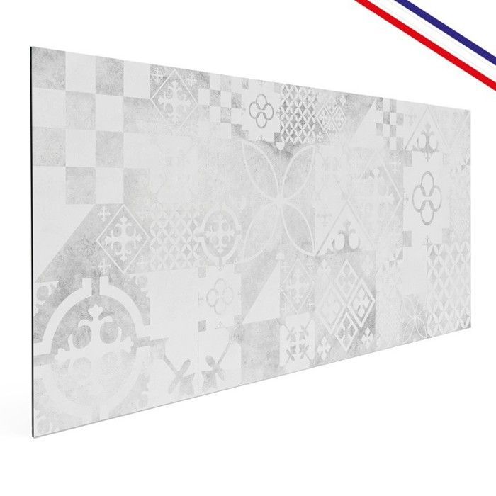 Fond de hotte adhésif en aluminium effet carreaux de ciment gris - 70x60 cm - 99DECO