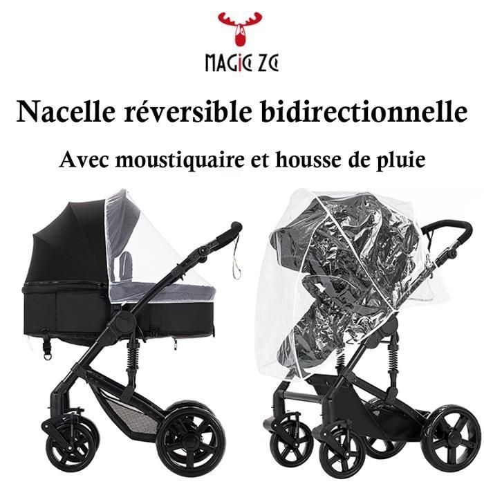 Poussette pour nouveau-né Poussette bebe Magic ZC Poussette 3 en 1 Poussette cosy voyag Poussette trio avec nacelle pliable un clic