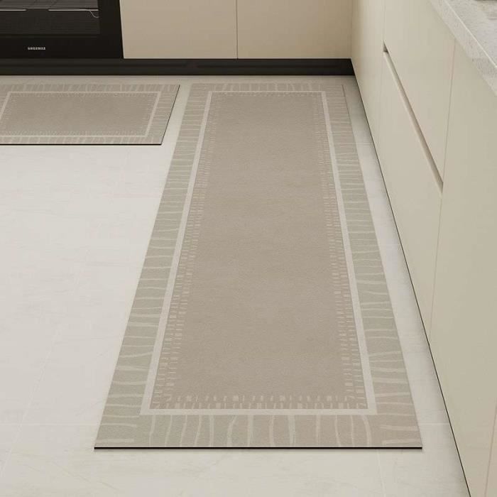 Tapis de sol de cuisine absorbant l'eau et l'huile - tapis de sol antidérapant essuyable sans lavage - 45 * 75 cm - Brun Clair