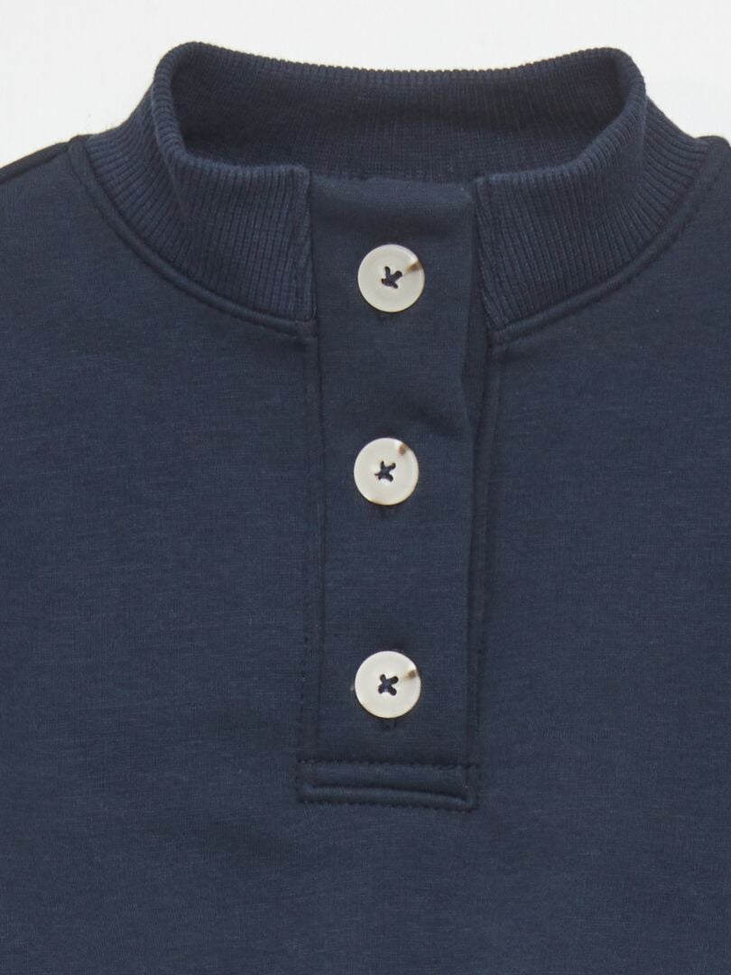 Blusa de gola alta com botões - Sempre mais macia - AZUL