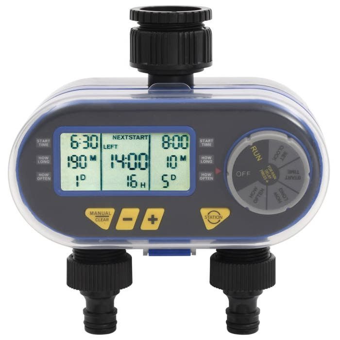 vidaXL Automatische digitale bewateringstimer met dubbele irrigatie-uitlaat voor gazon, tuin, achtertuin, kas en bloembed (48039)