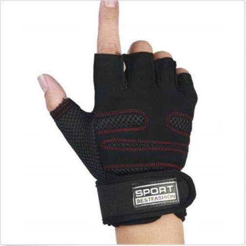 Gewichthefhandschoenen - Sportschool - Fitness polsband - Super Fiber - Zwart en rood