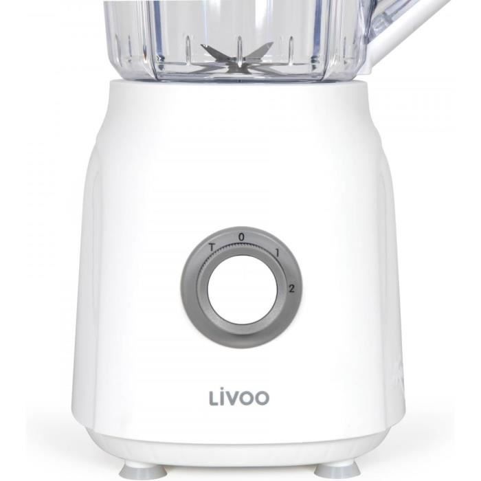 Licuadora - LIVOO - 1,5 L - 600 W - 22.000 RPM - 2 velocidades - Turbo Blanco