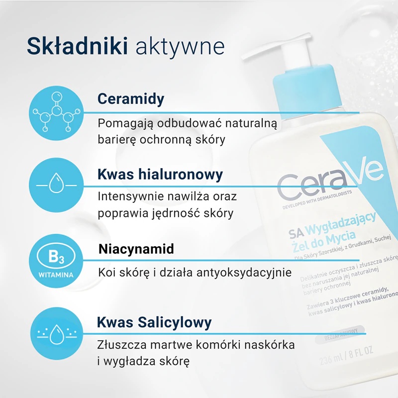 „CeraVe Cleansers SA Smoothing Cleanser“ valomasis ir minkštinamasis gelis sausai odai
