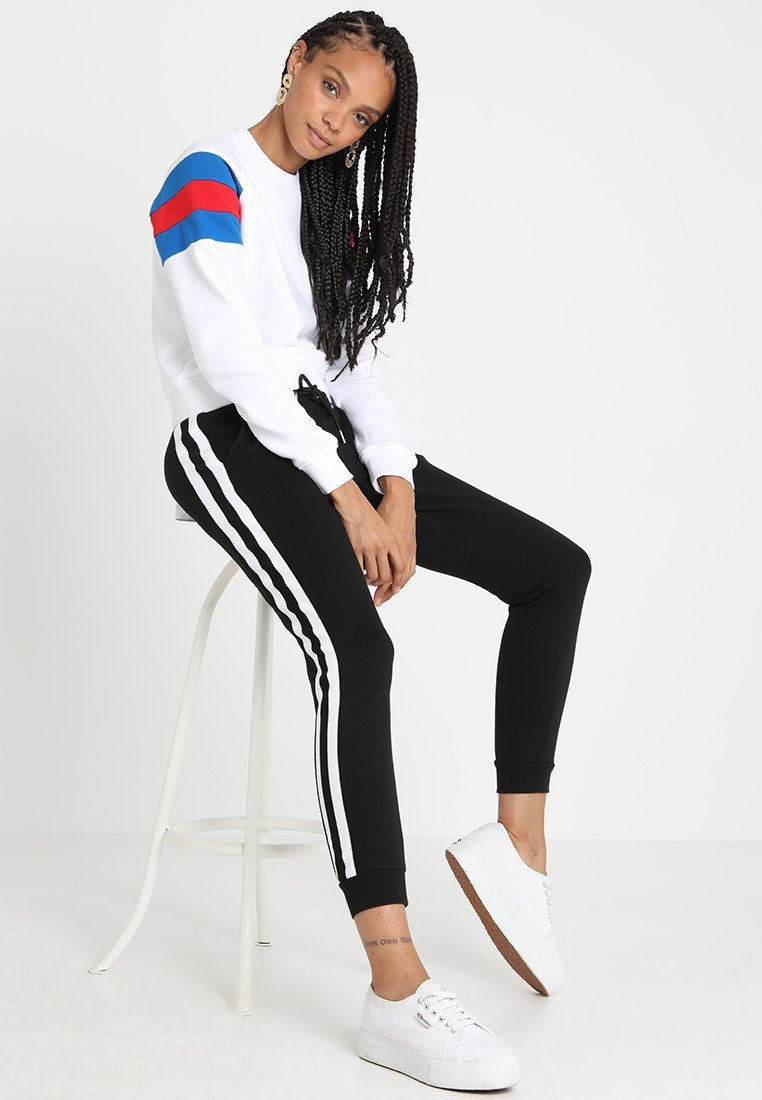 Urban Classics LADIES COLLEGE CONTRAST - Trainingsbroek - zwart/wit/zwart
