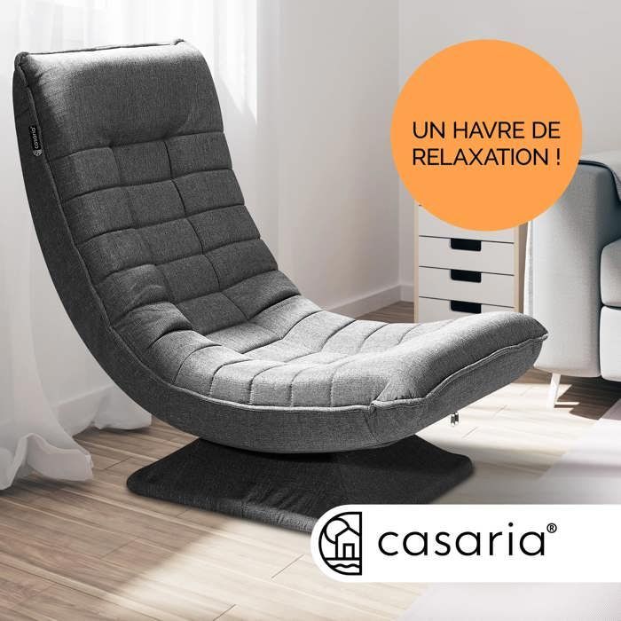 CASARIA® Fauteuil tout confort pivotant à 360° Gris capacité de charge de 150kg siège de gaming 58x57x84/87cm relaxation