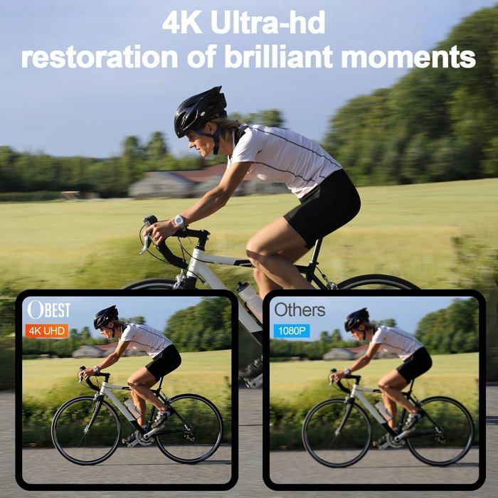 Sports Camera - OBEST - Mini 4K WiFi - IP68 Waterproof - 120° Wide Angle - 800 mAh Battery