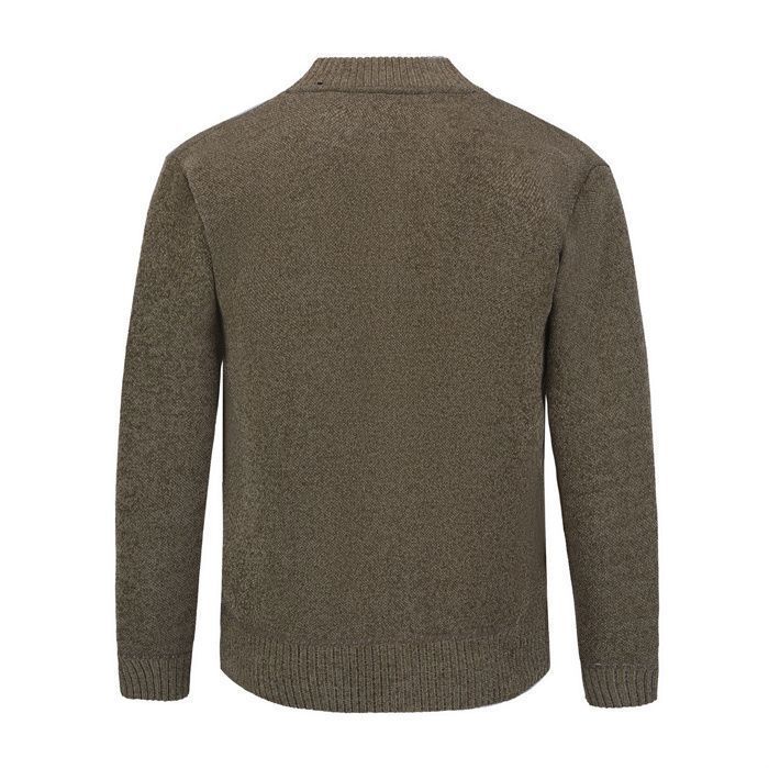 Cárdigan con cremallera y cuello mandarín para hombre de Allthemen, manga larga, corte holgado, bolsillo lateral, color marrón café.