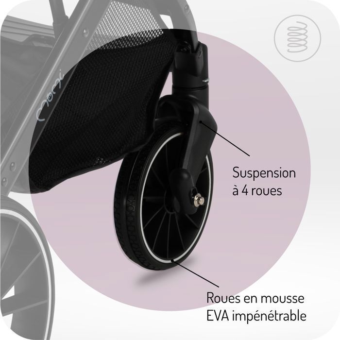 MoMi ESTELLE DAKAR – Passeggino ultracompatto – Ruote grandi – Facile da piegare – Accessori inclusi – Verde