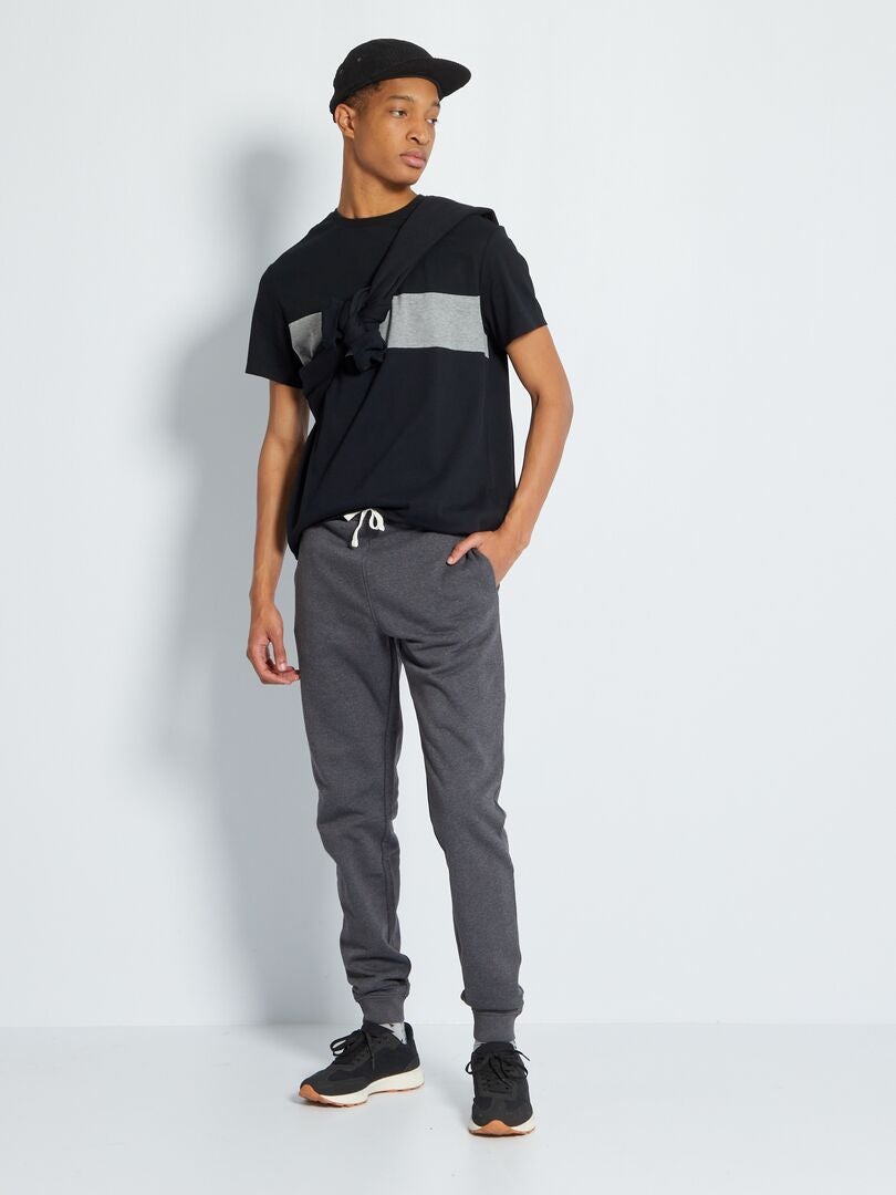 Effen sweatshirt met ronde hals +190 cm - Zwart