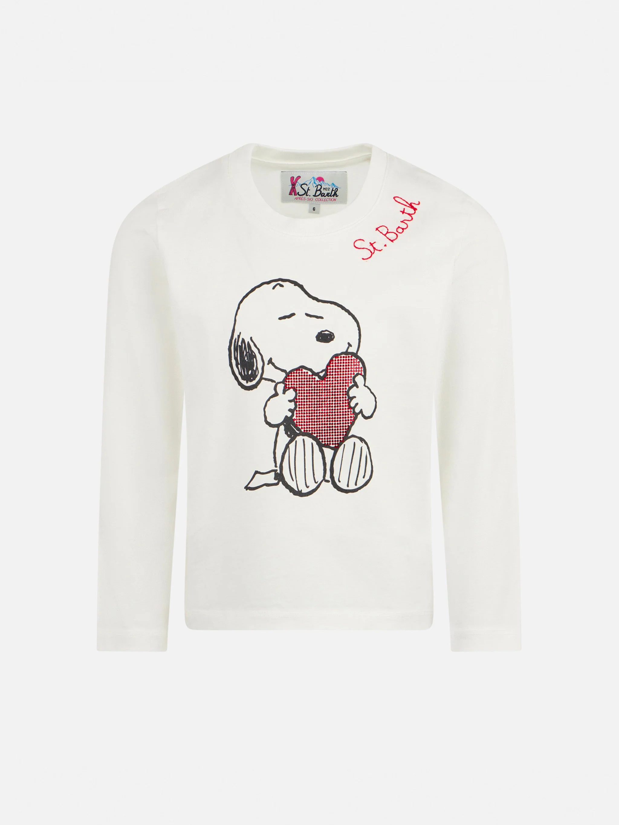 T-shirt van bambina in katoen met stempel Snoopy in strass | EDI