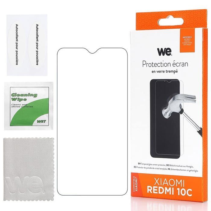 Pellicola protettiva in vetro temperato WE per [XIAOMI REDMI 10C] - Antigraffio - Anti-bolle - Ultra resistente - Durezza 9H
