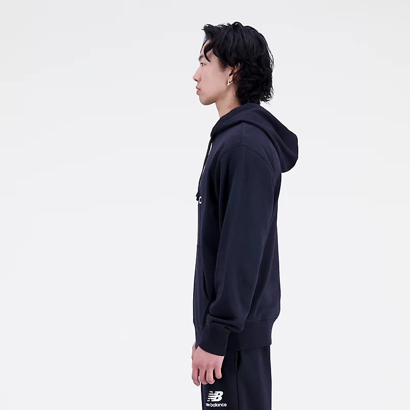 Pánská mikina s kapucí Essentials Stacked Logo French Terry – ČERNÁ