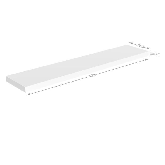 CASARIA 2 Prateleiras Flutuantes de Parede 90 cm Brancas em MDF Resistente com Efeito Flutuante, Prateleira de Madeira para Armazenamento e Decoração