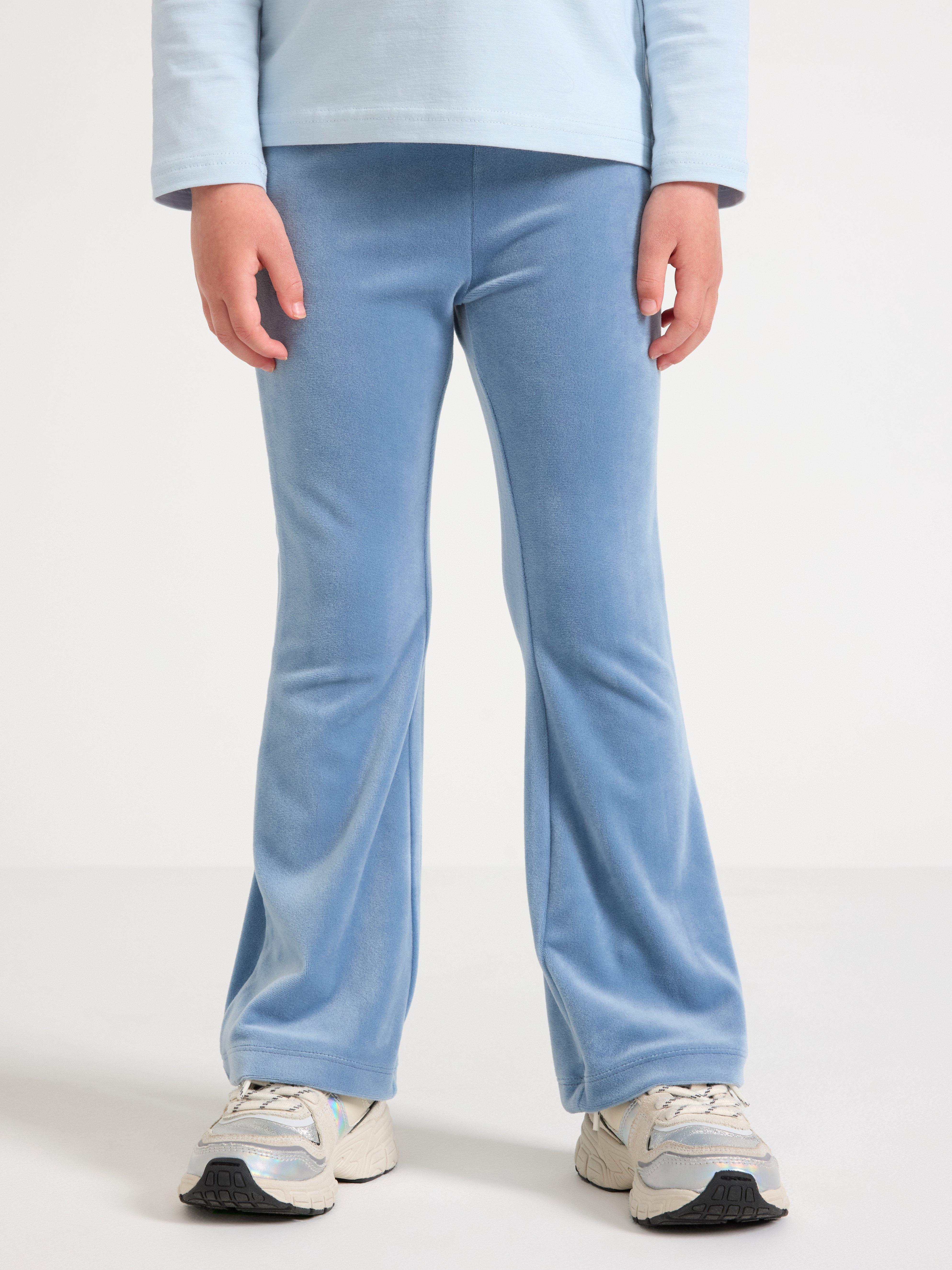Rozšířené velurové legíny v barvě Lt dusty blue