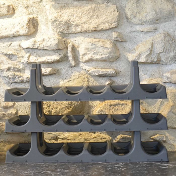 Modules 9 x 6 soit 54 Bouteilles - Range Bouteilles Empilable avec 54 étiquettes - Gris Anthracite