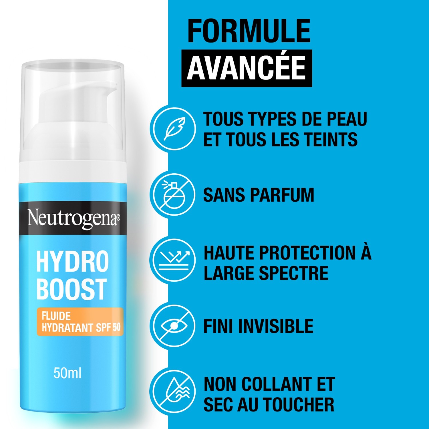 Neutrogena Fluide Hydratant avec acide hyaluronique B5 et niacinamide SPF 50