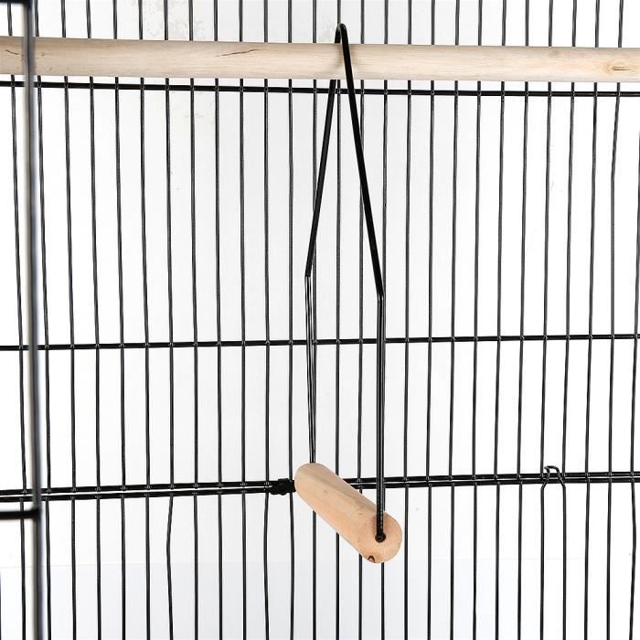 Cage oiseaux Métal Noir pour Perruche Perroquet Canari Calopsitte Conure Pinson