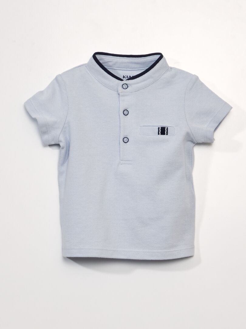 Conjunto de 2 peças - Camiseta estilo polo + shorts de sarja - AZUL