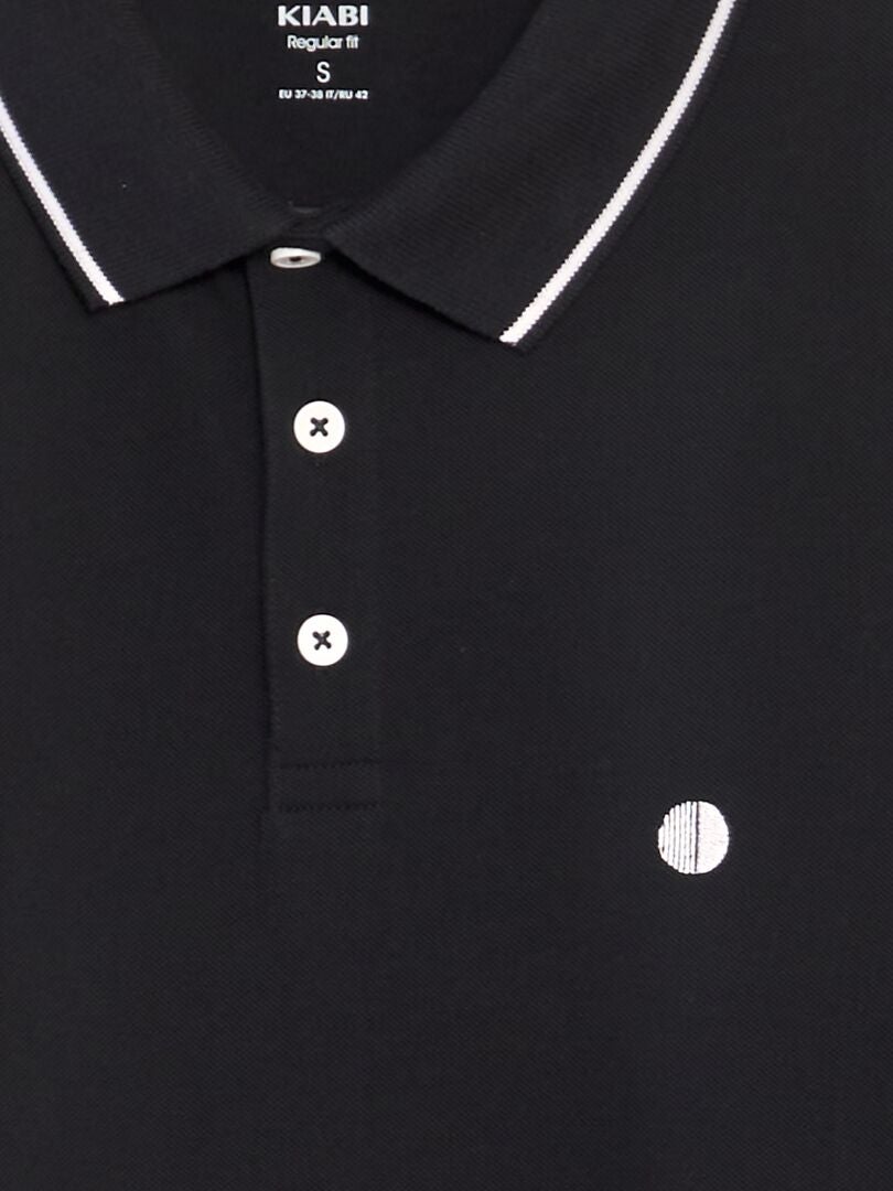 Camisa polo de algodão piqué - preta