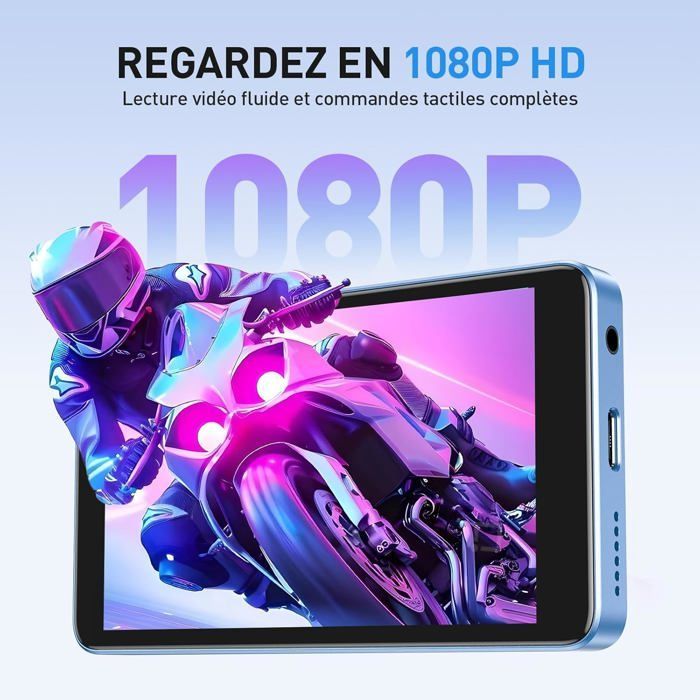 AGPTEK Lettore musicale MP4 da 96 GB con Bluetooth, WiFi e Spotify, Android 14, ampio touchscreen IPS, supporta l'installazione di app.