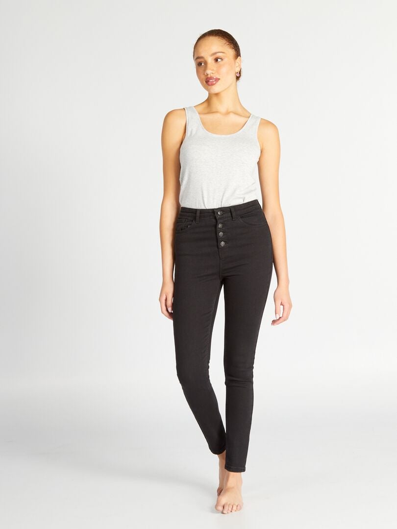 Calça jeans skinny de cintura alta - PRETA