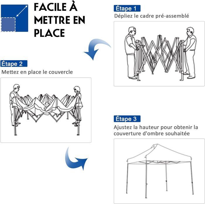 GOPLUS 3x3M Faltbarer Party-Pavillon, Pop-Up-Gartenpavillon, verstellbare Beine 305/320/335 cm, mit Tragetasche mit Rollen, Blau