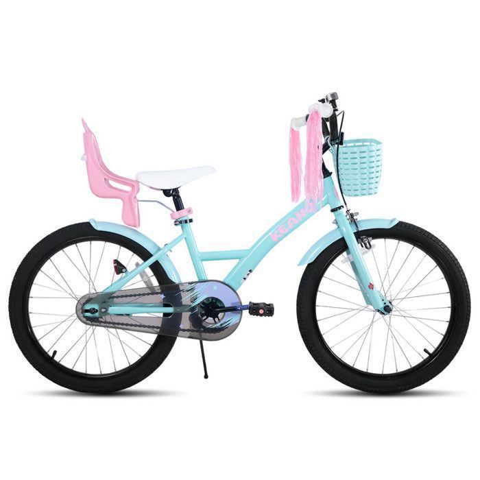 Kinderfiets - JOYSTAR - 50 cm - Met zwart mandje en poppenzitje - Geschikt voor kinderen van 7 tot 13 jaar - Groen